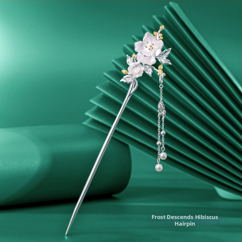 Matu sprādze no vara, nacionālā stila, ziedu motīvs, elektroplatinga pārklājums, izcelsme Shantwei