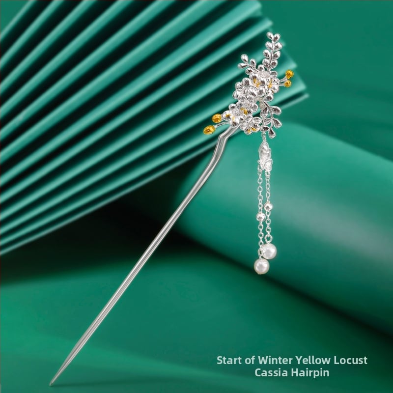 Matu sprādze no vara, nacionālā stila, ziedu motīvs, elektroplatinga pārklājums, izcelsme Shantwei