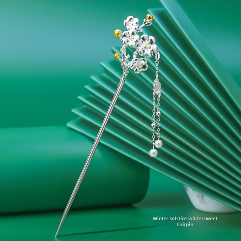 Matu sprādze no vara, nacionālā stila, ziedu motīvs, elektroplatinga pārklājums, izcelsme Shantwei