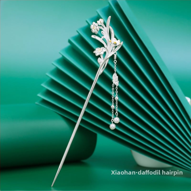 Matu sprādze no vara, nacionālā stila, ziedu motīvs, elektroplatinga pārklājums, izcelsme Shantwei