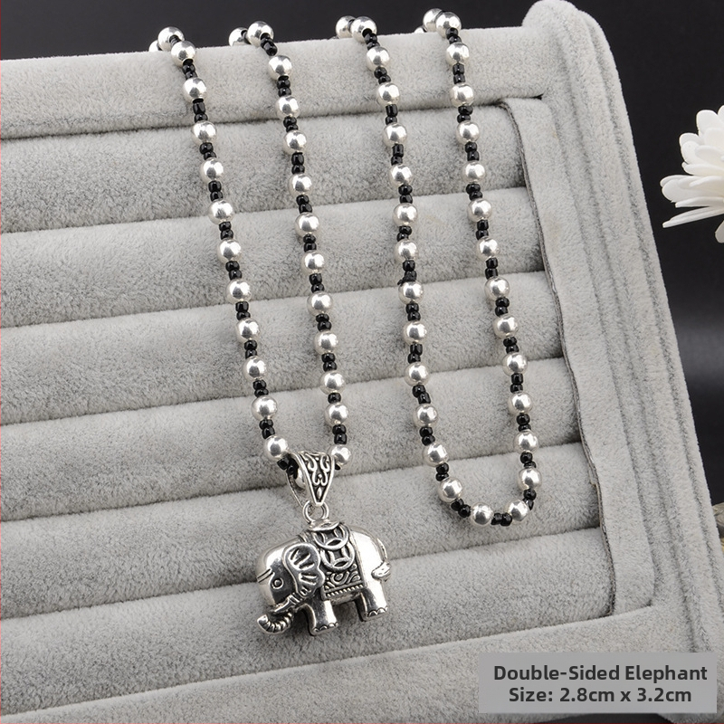 Lydinio puloverio grandinėlė, ilga karolė su kutiniu pakabuku, retro etno stilius