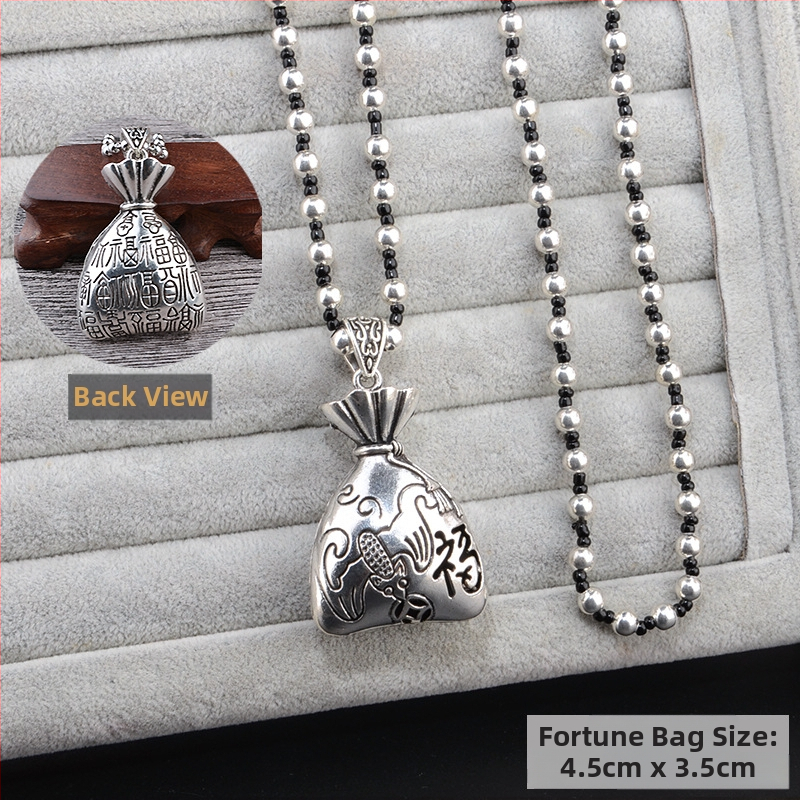 Lydinio puloverio grandinėlė, ilga karolė su kutiniu pakabuku, retro etno stilius