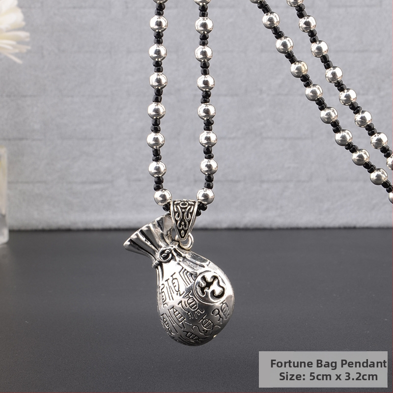 Lydinio puloverio grandinėlė, ilga karolė su kutiniu pakabuku, retro etno stilius