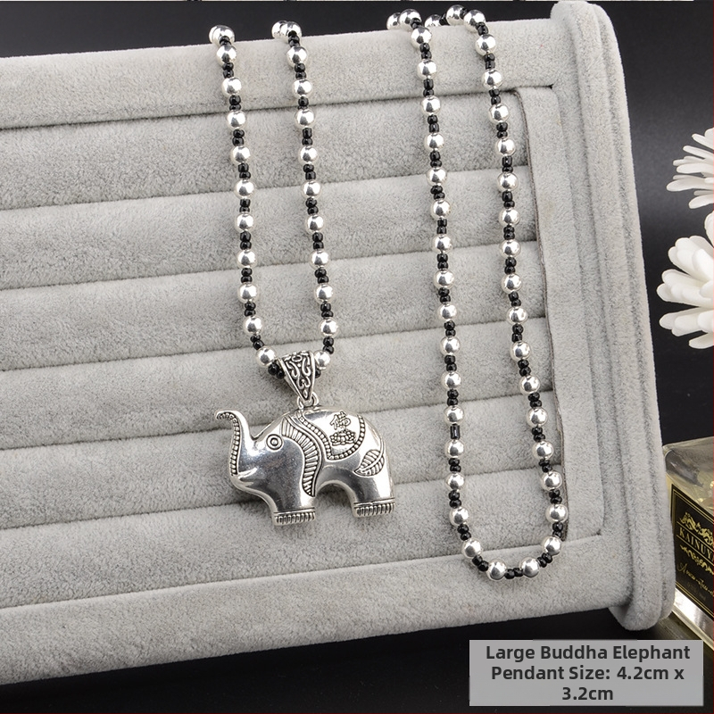 Lydinio puloverio grandinėlė, ilga karolė su kutiniu pakabuku, retro etno stilius