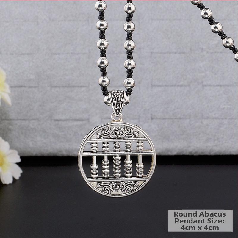 Lydinio puloverio grandinėlė, ilga karolė su kutiniu pakabuku, retro etno stilius