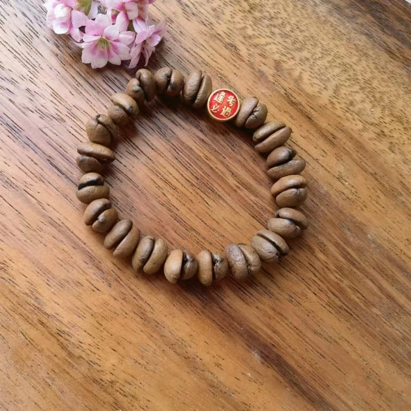 Ръчно изработена гривна от стъклени мъниста с кафеено зърно, естествен стил, унисекс, пролет 2025