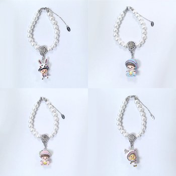 Colier Monchhichi cu design de desene animate, aliaj de zinc, lanț încrucișat, pandantiv din aliaj