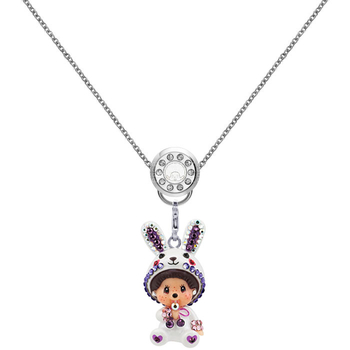 Colier Monchhichi cu design de desene animate, aliaj de zinc, lanț încrucișat, pandantiv din aliaj