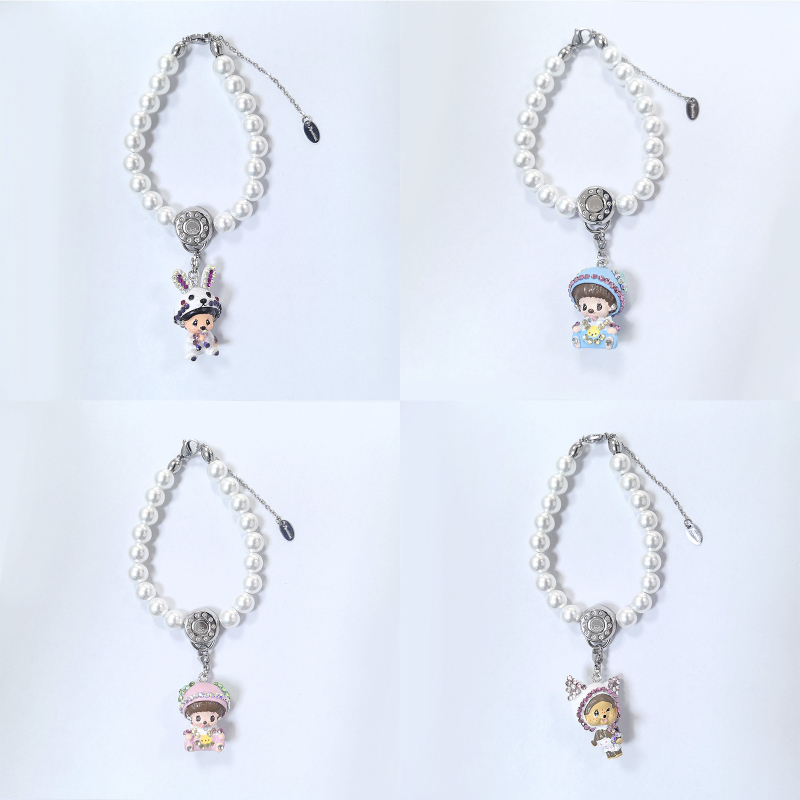 Colier Monchhichi cu design de desene animate, aliaj de zinc, lanț încrucișat, pandantiv din aliaj