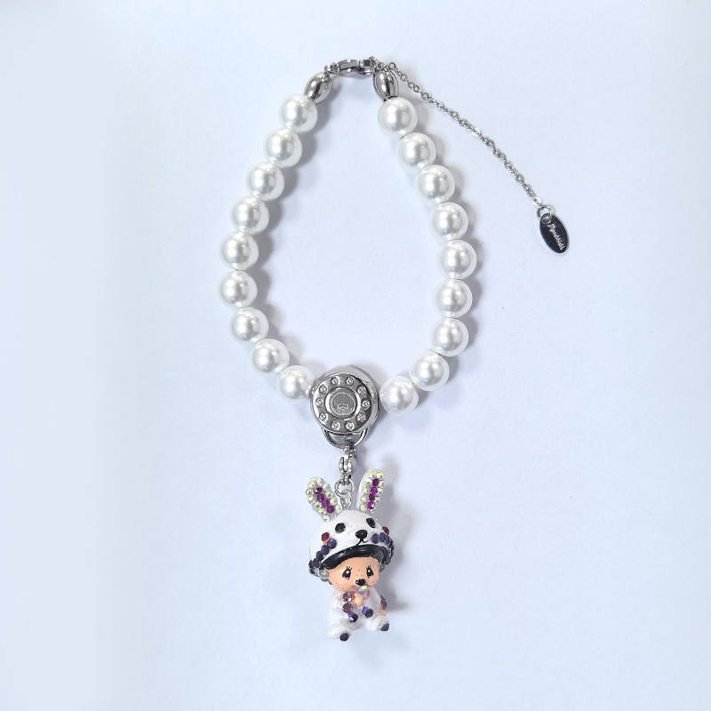 Colier Monchhichi cu design de desene animate, aliaj de zinc, lanț încrucișat, pandantiv din aliaj