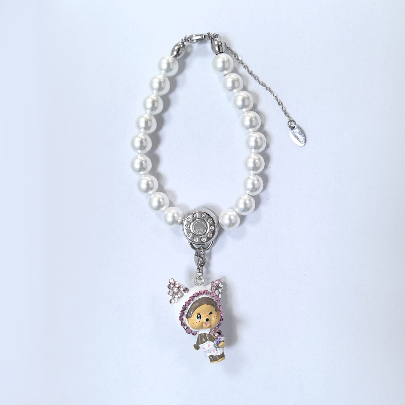 Colier Monchhichi cu design de desene animate, aliaj de zinc, lanț încrucișat, pandantiv din aliaj