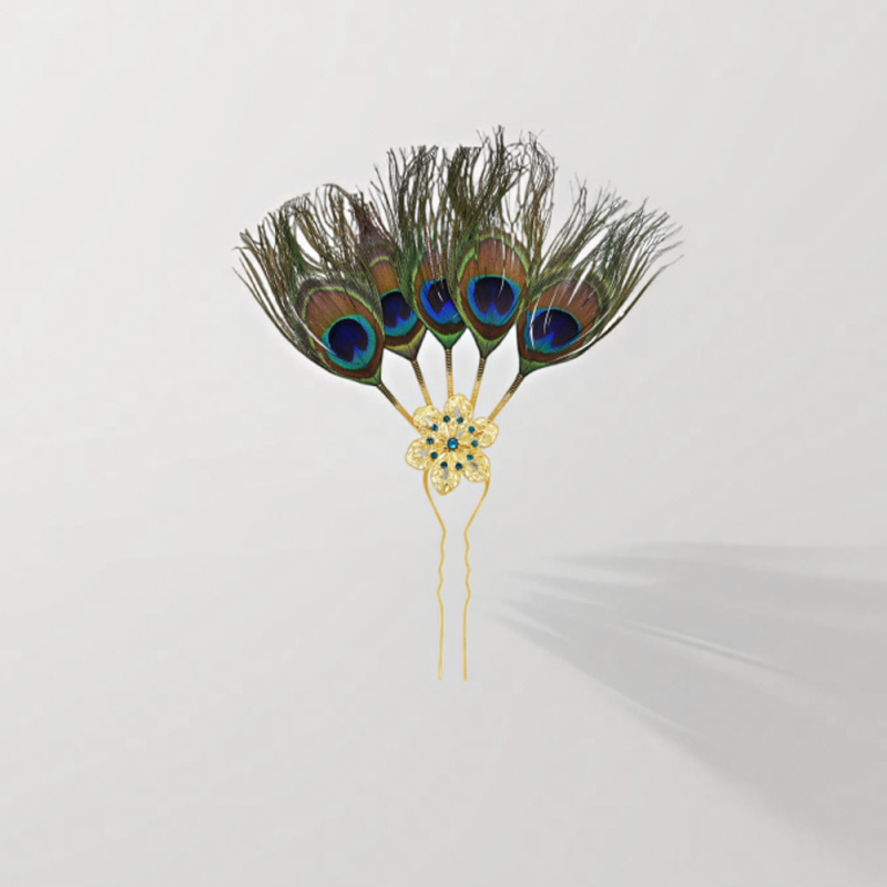 Дамска фиба за коса в етнически стил, сплав с позлатяване