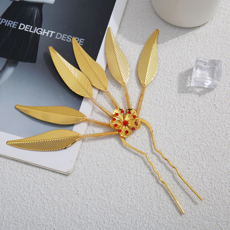 Дамска фиба за коса в етнически стил, сплав с позлатяване