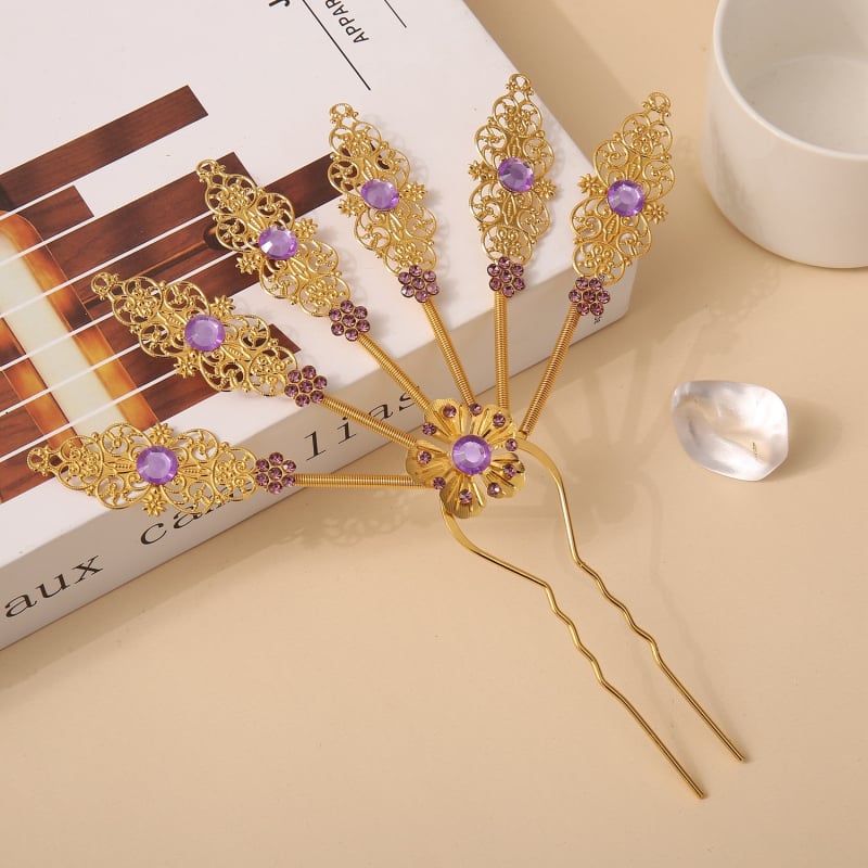 Дамска фиба за коса в етнически стил, сплав с позлатяване