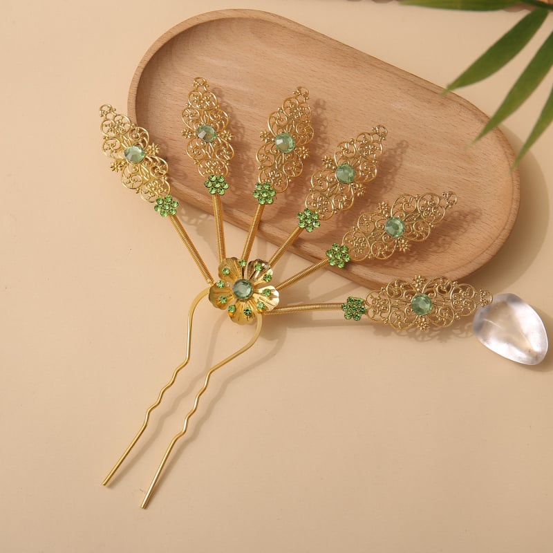 Дамска фиба за коса в етнически стил, сплав с позлатяване