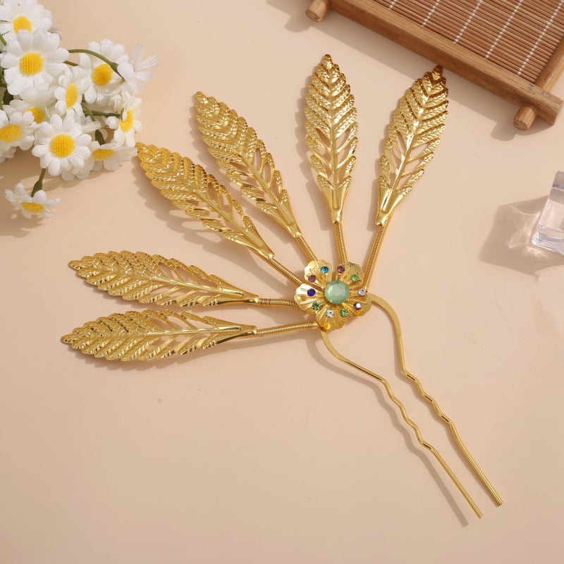 Дамска фиба за коса в етнически стил, сплав с позлатяване
