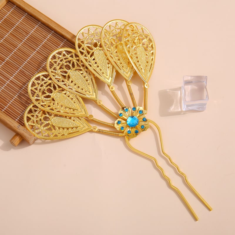 Дамска фиба за коса в етнически стил, сплав с позлатяване
