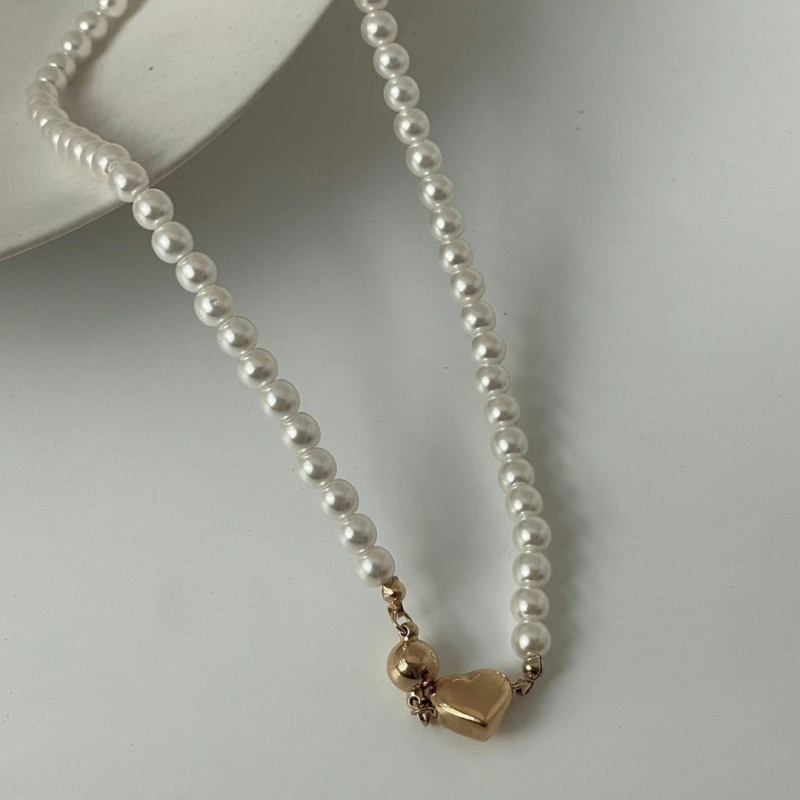 Ogrlica s perlicama, običan lanac, jednoslojna, jednostavan dizajn, Zima 2023