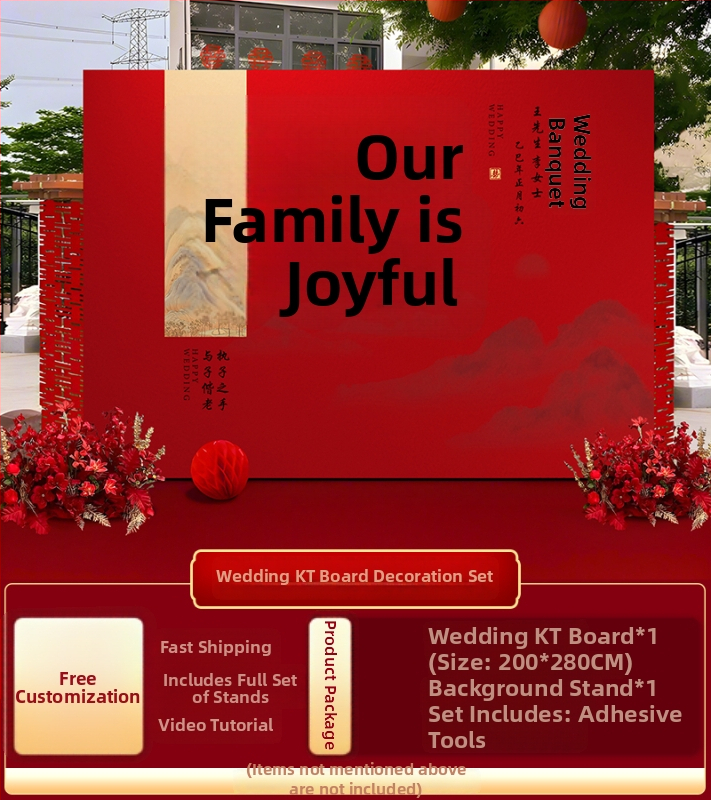 Vestuvių dekoras su KT plokštele, lauko scenai ir nuotraukų fonui, šilko gėlėmis, uodeginiais balionais ir krintančios žemės balionais