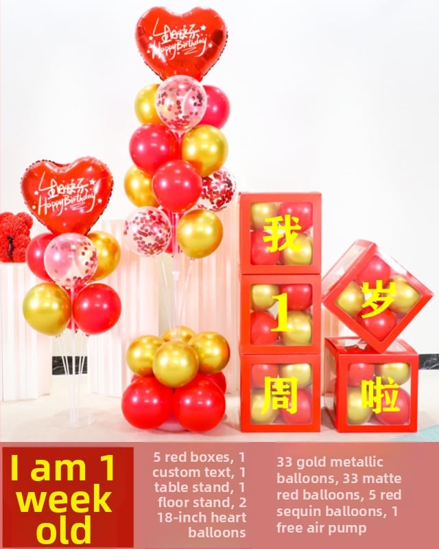 Fundal din baloane din latex, formă rotundă, pentru prima aniversare a copilului