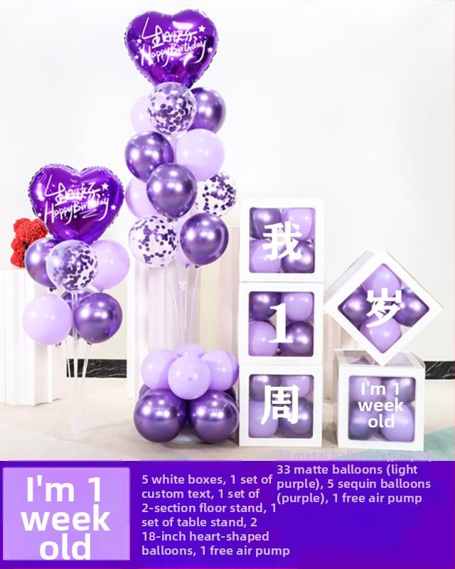 Fundal din baloane din latex, formă rotundă, pentru prima aniversare a copilului