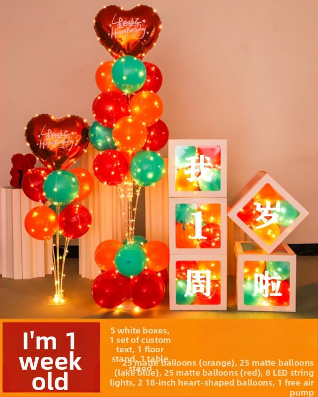 Fundal din baloane din latex, formă rotundă, pentru prima aniversare a copilului