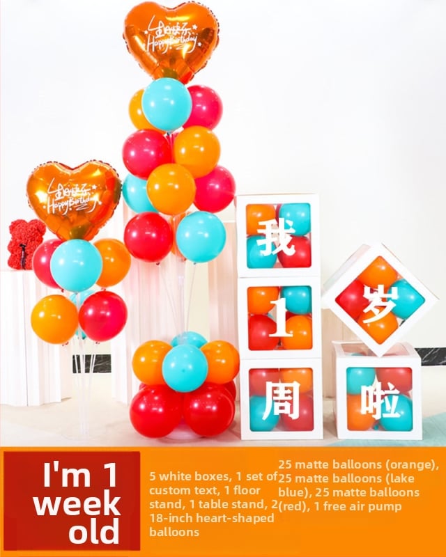 Fundal din baloane din latex, formă rotundă, pentru prima aniversare a copilului