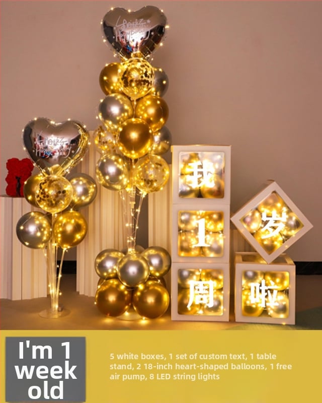Fundal din baloane din latex, formă rotundă, pentru prima aniversare a copilului