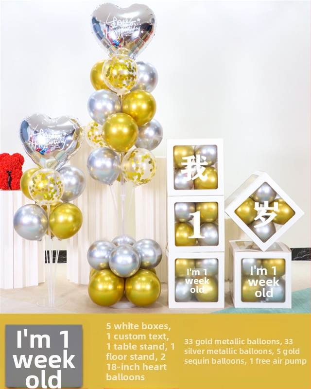 Fundal din baloane din latex, formă rotundă, pentru prima aniversare a copilului