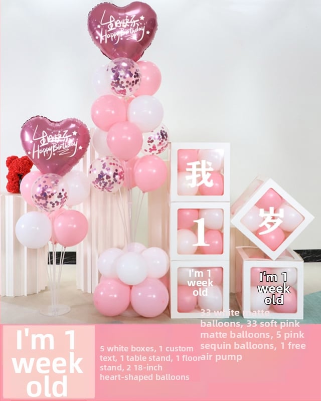 Fundal din baloane din latex, formă rotundă, pentru prima aniversare a copilului