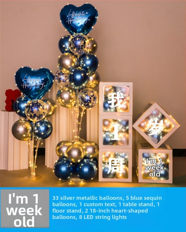 Fundal din baloane din latex, formă rotundă, pentru prima aniversare a copilului