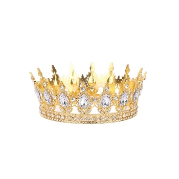 Корона за глава от сплав с Rhinestone кристали, позлатена или посребрена обработка, електроплакиране – дамски стил
