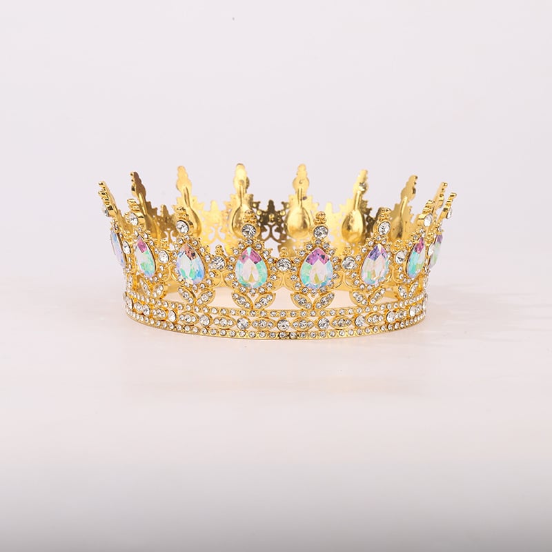 Корона за глава от сплав с Rhinestone кристали, позлатена или посребрена обработка, електроплакиране – дамски стил