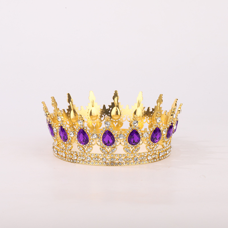 Корона за глава от сплав с Rhinestone кристали, позлатена или посребрена обработка, електроплакиране – дамски стил