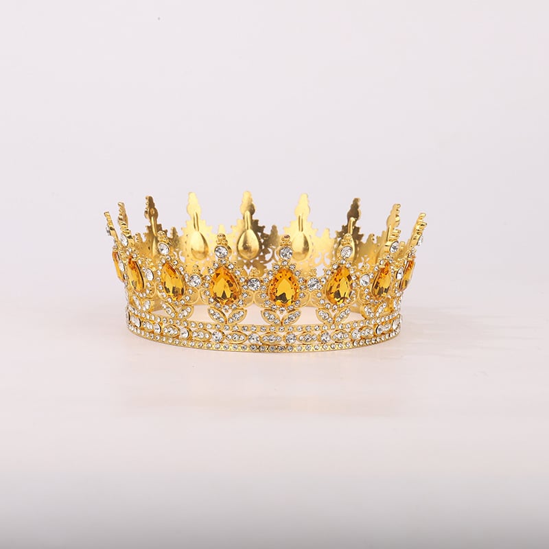 Корона за глава от сплав с Rhinestone кристали, позлатена или посребрена обработка, електроплакиране – дамски стил