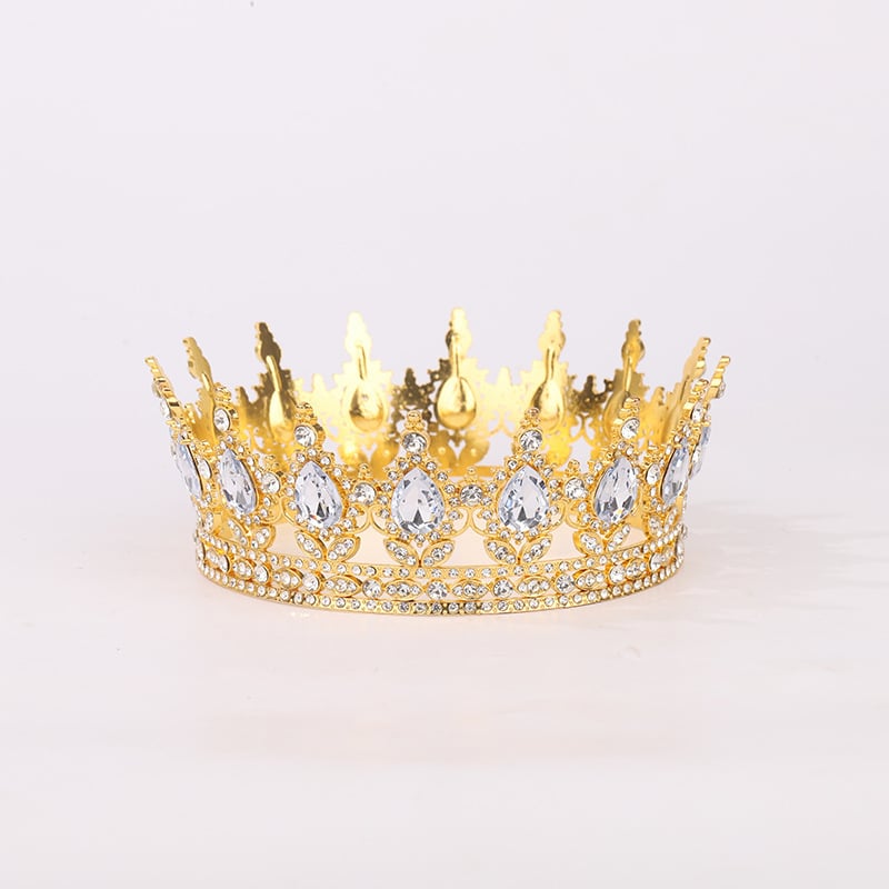 Корона за глава от сплав с Rhinestone кристали, позлатена или посребрена обработка, електроплакиране – дамски стил