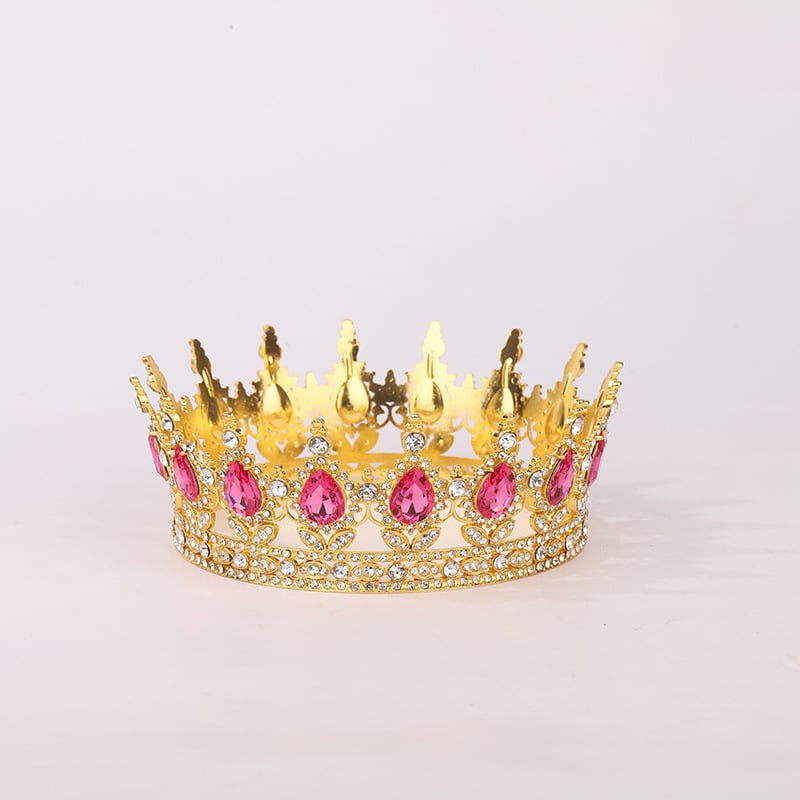 Корона за глава от сплав с Rhinestone кристали, позлатена или посребрена обработка, електроплакиране – дамски стил