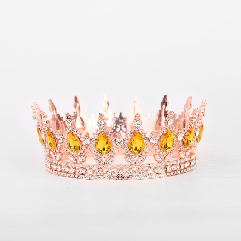 Корона за глава от сплав с Rhinestone кристали, позлатена или посребрена обработка, електроплакиране – дамски стил