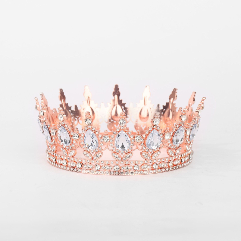 Корона за глава от сплав с Rhinestone кристали, позлатена или посребрена обработка, електроплакиране – дамски стил