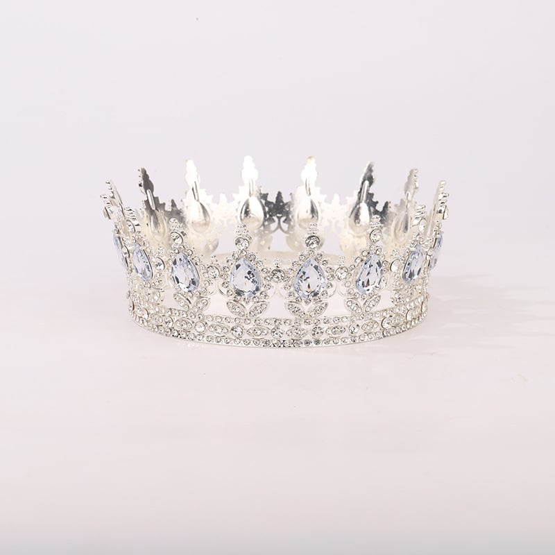 Корона за глава от сплав с Rhinestone кристали, позлатена или посребрена обработка, електроплакиране – дамски стил
