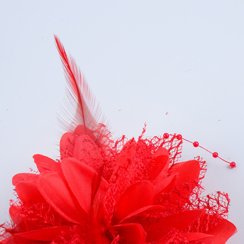 Аксесоар за глава, ръчно изработен от мрежеста тъкан с перли и пера, щипка за коса Duckbill, стил Fresh and Sweet