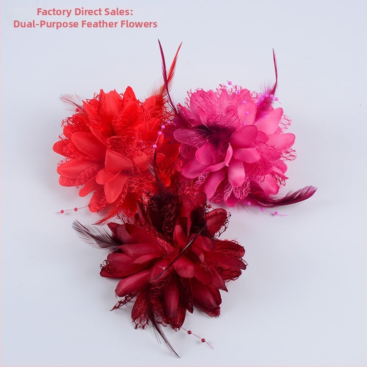 Аксесоар за глава, ръчно изработен от мрежеста тъкан с перли и пера, щипка за коса Duckbill, стил Fresh and Sweet