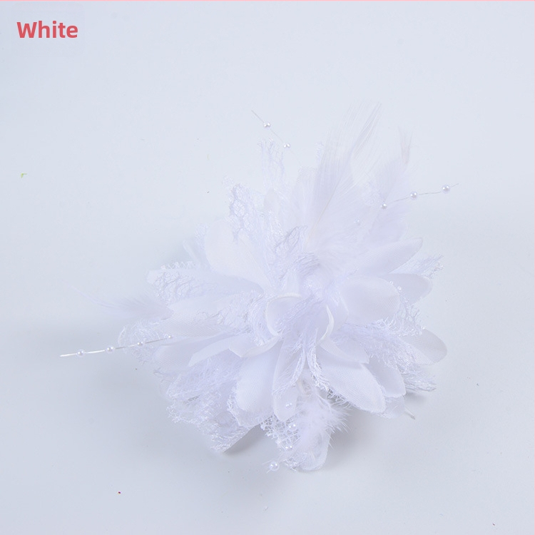 Аксесоар за глава, ръчно изработен от мрежеста тъкан с перли и пера, щипка за коса Duckbill, стил Fresh and Sweet