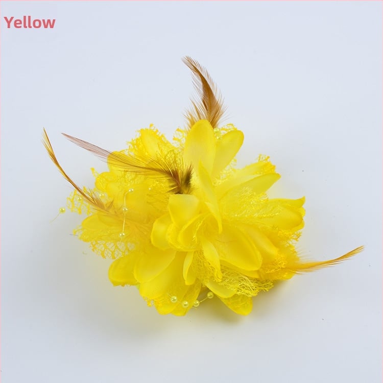 Аксесоар за глава, ръчно изработен от мрежеста тъкан с перли и пера, щипка за коса Duckbill, стил Fresh and Sweet