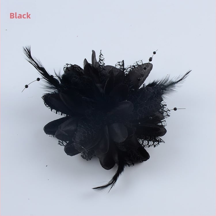 Аксесоар за глава, ръчно изработен от мрежеста тъкан с перли и пера, щипка за коса Duckbill, стил Fresh and Sweet