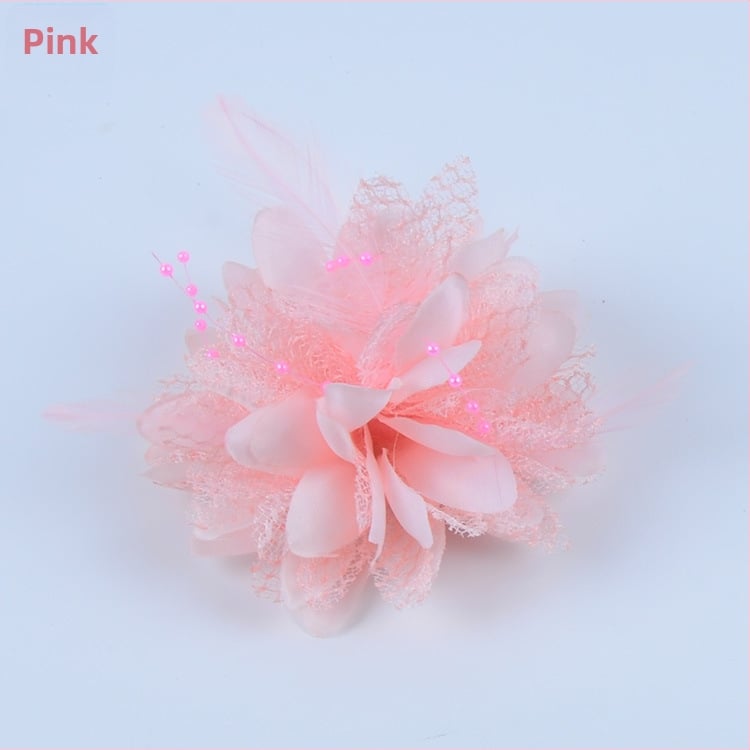 Аксесоар за глава, ръчно изработен от мрежеста тъкан с перли и пера, щипка за коса Duckbill, стил Fresh and Sweet