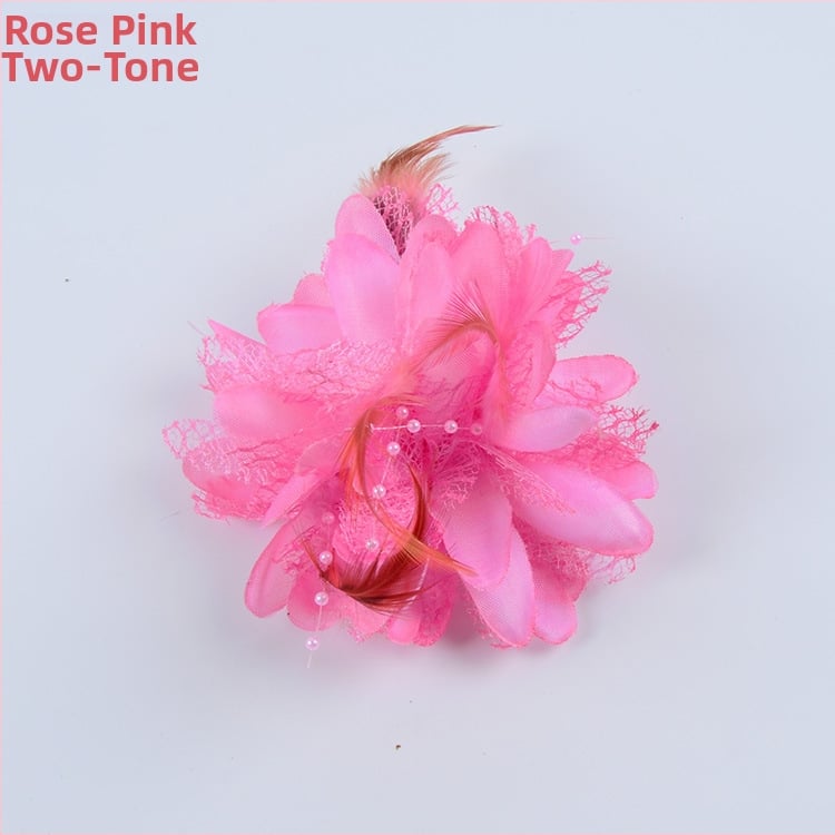 Аксесоар за глава, ръчно изработен от мрежеста тъкан с перли и пера, щипка за коса Duckbill, стил Fresh and Sweet