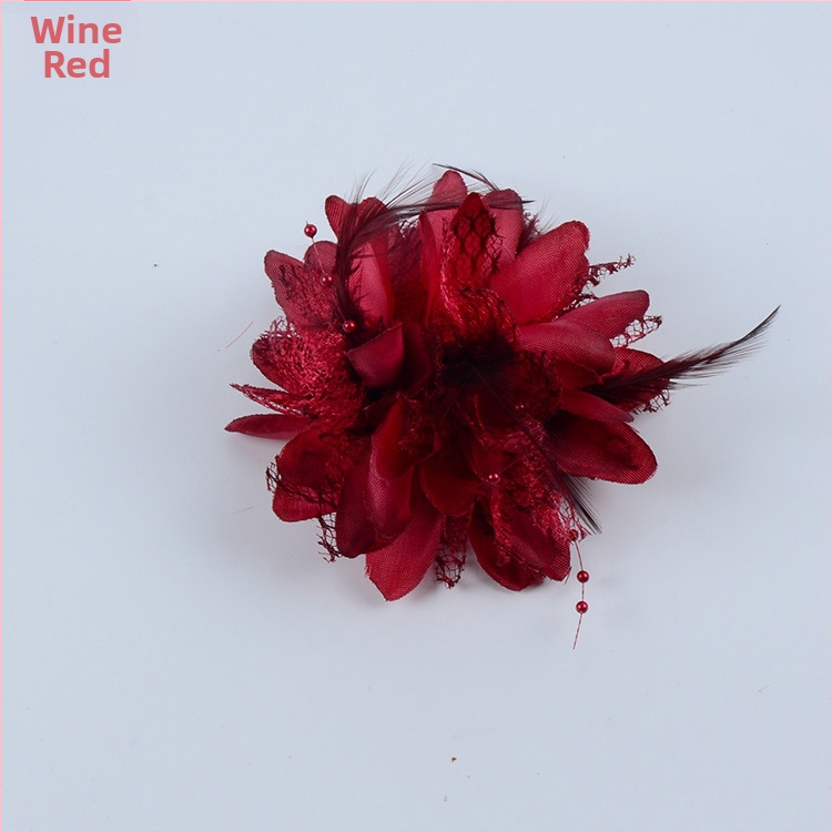 Аксесоар за глава, ръчно изработен от мрежеста тъкан с перли и пера, щипка за коса Duckbill, стил Fresh and Sweet