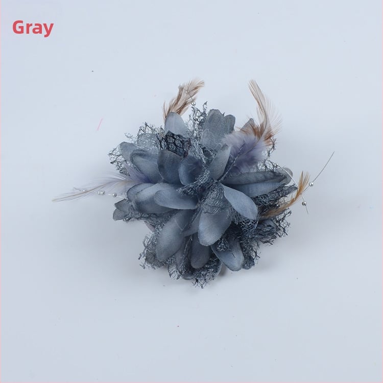 Аксесоар за глава, ръчно изработен от мрежеста тъкан с перли и пера, щипка за коса Duckbill, стил Fresh and Sweet