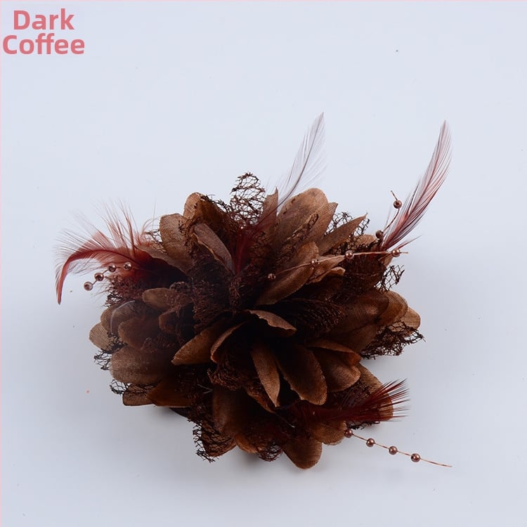 Аксесоар за глава, ръчно изработен от мрежеста тъкан с перли и пера, щипка за коса Duckbill, стил Fresh and Sweet